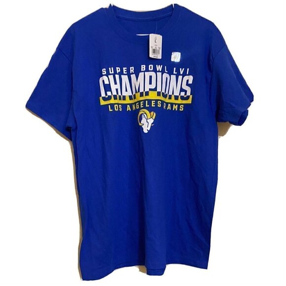 Super Bowl 2022 LVI Champions Los Angeles Football Go LA Rams Large T-Shirt NWT - Picture 1 of 6